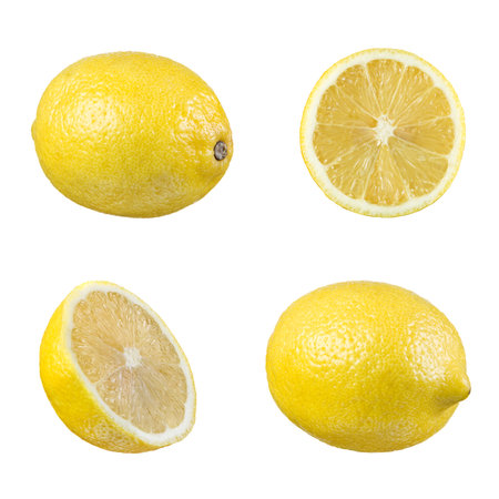 Set of fresh lemons isolated on white backgroundの写真素材