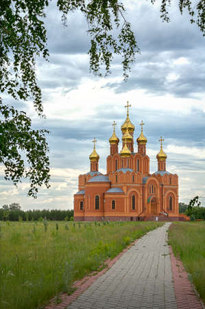 View of the Uspensky cathedral in Achair monastery. Omsk. Russiaの写真素材