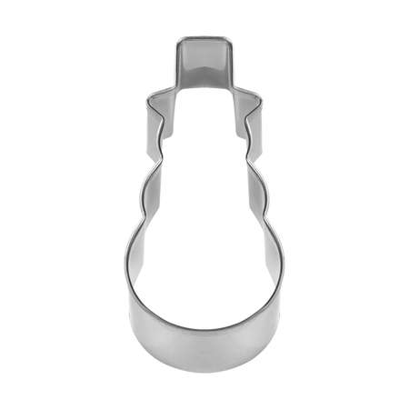 Baking dish for Christmas cookies in the shape of snowman isolated on white backgroundの写真素材