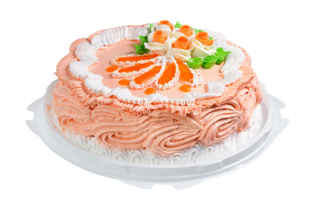 Sponge cake isolated on white background.の写真素材