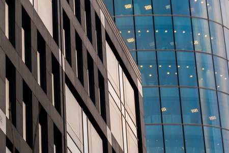 view of skyscraper Windows, they reflected the sky and the light.の写真素材