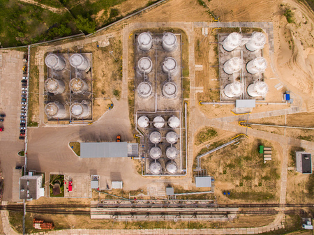 aerial view of petrol industrial zone on sand. Top viewの写真素材