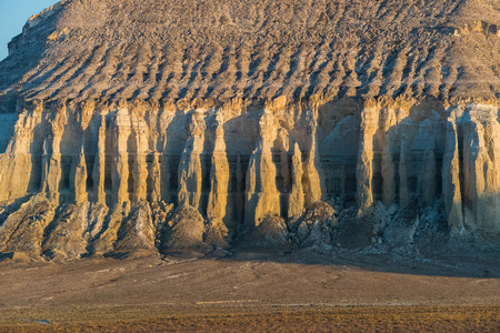 Cliff on the edge of the Ustiurt plateau, Kazakhstanの写真素材