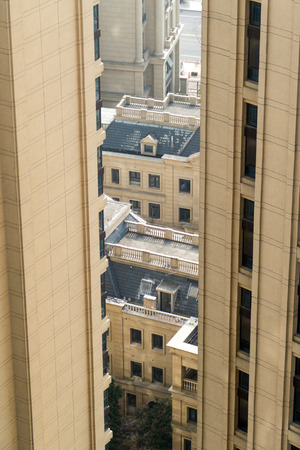 aerial view of the district in Shanghai with high-rise buildingsの写真素材