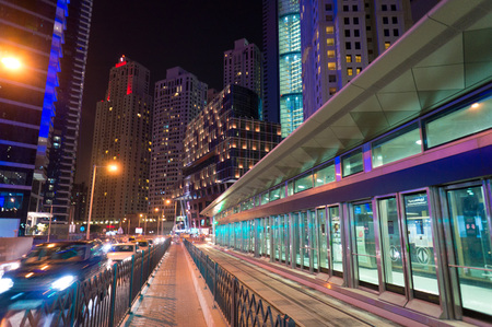 The ground pavilion in Dubai metro station. Night sceneの写真素材