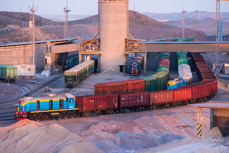 loading and unloading station for freight trains at the cement plantの写真素材