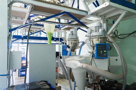 Blown film extrusion plastic bag making machineの写真素材
