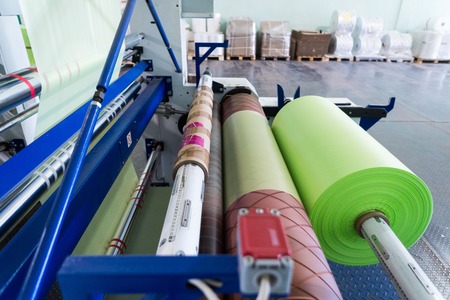 line for the production of polyethylene or polypropylene bagsの写真素材