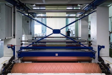 line for the production of polyethylene or polypropylene bagsの写真素材