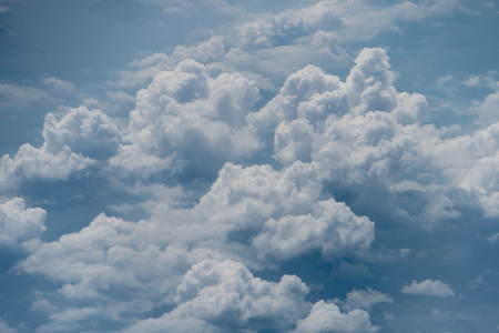 Skyline View above the Clouds from air planeの写真素材