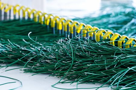 stranded wires on the table green colourの写真素材
