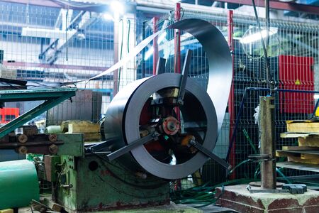 Metal round roll of galvanized stainless steel sheet, industrial metalwork machinery manufacturingの写真素材