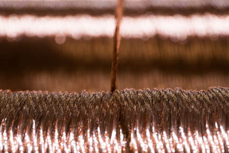 Production of cable wire at cable factory close upの写真素材