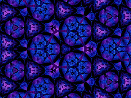 Seamless kaleidoscope pattern. Beautiful symmetrical kaleidoscope texture. Unique kaleidoscope design.の写真素材