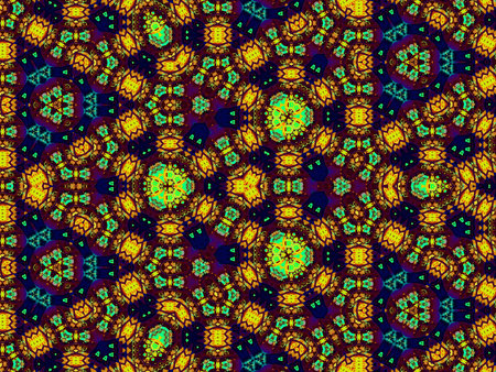 Ethnic floral seamless pattern. Abstract kaleidoscope fabric design textureの写真素材