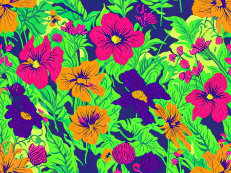 Seamless pattern with hibiscus flowers. Vector illustration.の写真素材