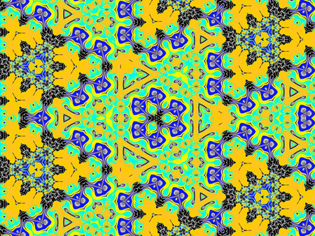 Seamless abstract pattern, symmetrical, intricate and colorful.