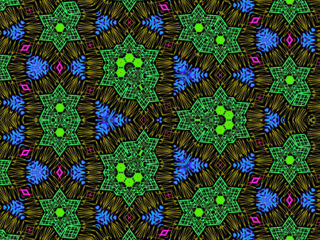 Ethnic floral seamless pattern. Abstract kaleidoscope fabric design textureの写真素材