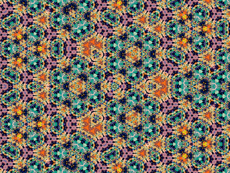 Seamless background pattern. Abstract kaleidoscope fabric design.の写真素材