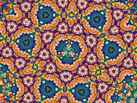 Abstract colorful kaleidoscope background. Beautiful kaleidoscope seamless pattern. Seamless kaleidoscope texture.の写真素材