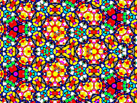 Seamless background pattern. Abstract decorative colorful kaleidoscope pattern.の写真素材