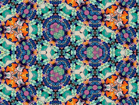 Ethnic floral seamless pattern. Abstract kaleidoscope fabric design texture