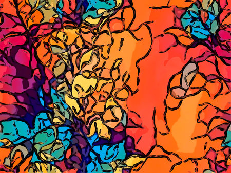 Seamless abstract pattern in bright colors. Hand-drawn illustration.の素材