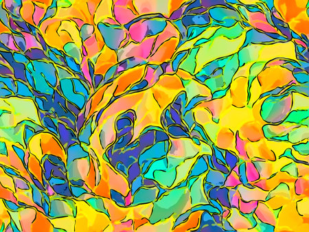 Seamless abstract pattern in bright colors. Hand-drawn illustration.の素材