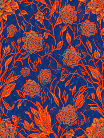 Seamless pattern with peony flowers. Hand-drawn illustration.の素材