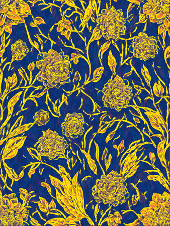 Seamless pattern with peony flowers. Hand-drawn illustration.の素材