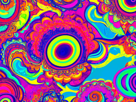 Abstract psychedelic pattern. Psychedelic vector background. Hand-drawn.
