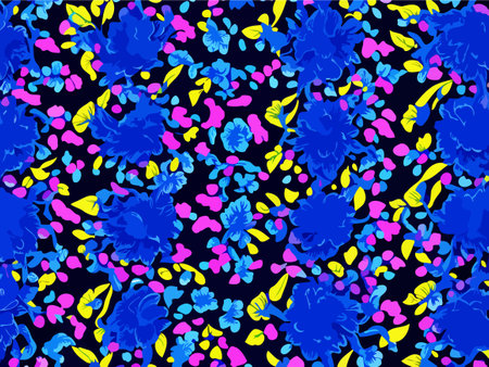 Seamless pattern with flowers, leaves and butterflies. Vector illustration.のイラスト素材