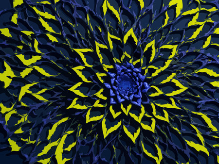 abstract background with a flower in blue, yellow and black colors