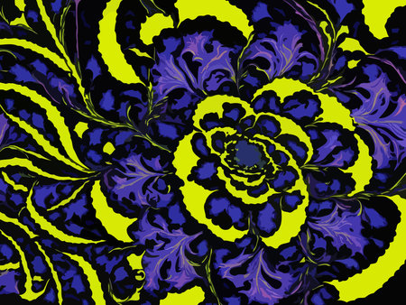 Floral seamless pattern in violet and black colors. Vector illustration.