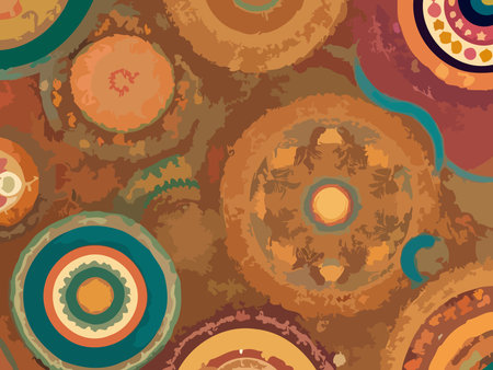 Seamless pattern with abstract circles. Hand-drawn illustration.の写真素材