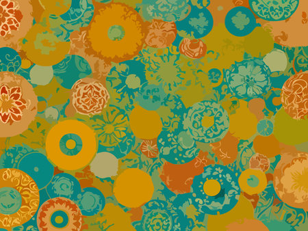 Seamless pattern with hand drawn flowers. Vector floral background.の写真素材