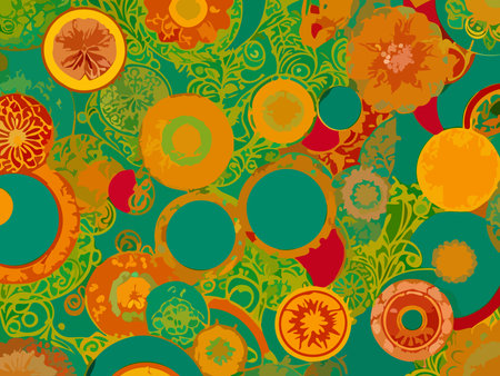 Seamless floral pattern with orange and poppy flowers.の写真素材