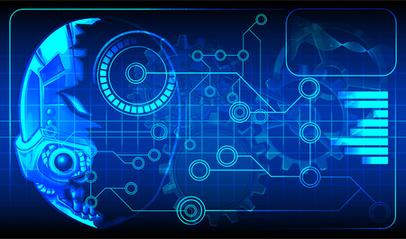 Technology blueprint diagram of artificial intelligence for android.のイラスト素材