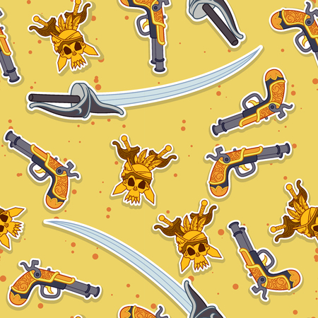 Seamless pirate cartoon pattern.のイラスト素材
