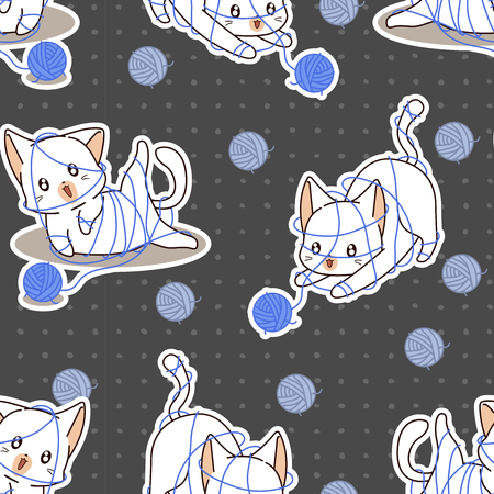 Seamless cute cat is naughty pattern.のイラスト素材
