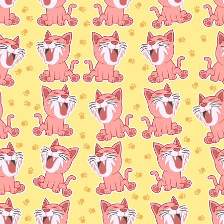Tiny cat cartoon in pattern style.のイラスト素材