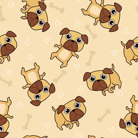 Seamless pug dog pattern.のイラスト素材
