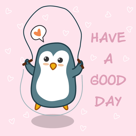 Penguin is exercising for good health.のイラスト素材