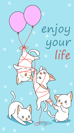 4 baby cats with a balloon.のイラスト素材