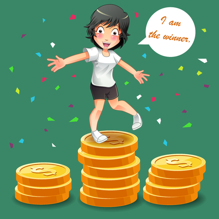 She is the winner.のイラスト素材