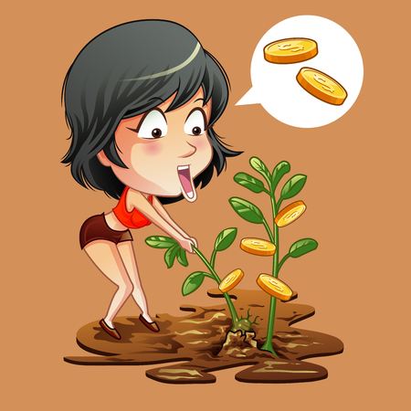 She is getting a dividend yield.のイラスト素材