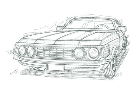 Hand drawn vintage car vectorのイラスト素材
