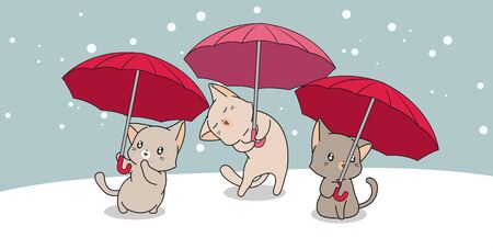 Banner cat character is holding umbrellaのイラスト素材