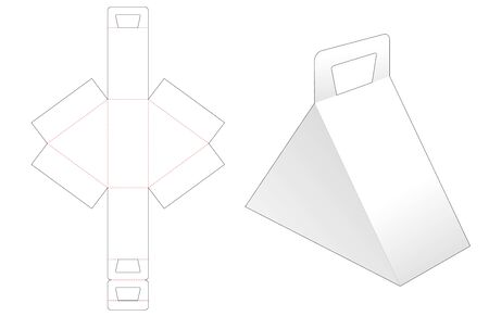 Triangular box with handle die cut templateのイラスト素材