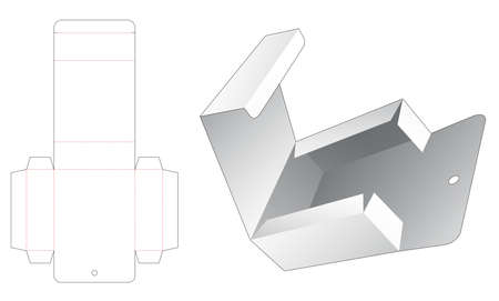 Flip rectangular packaging with hanging hole die cut templateのイラスト素材